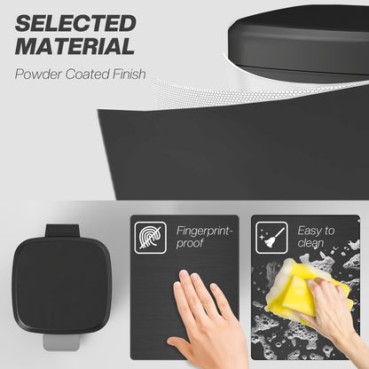 12L Modern Boxy Metal Home Kitchen Bin - Black