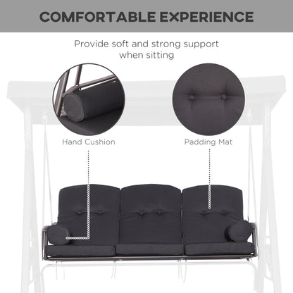 3 Seater Swing Chair Hammock Chair with Adjustable Canopy, Black