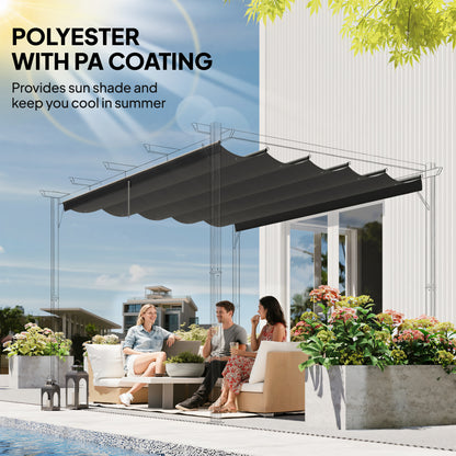 Retractable Pergola Cover, 2.55 x 2.5 m Replacement Canopy Fabric for 3 x 3 m Frame, Roof Top Only, Dark Grey