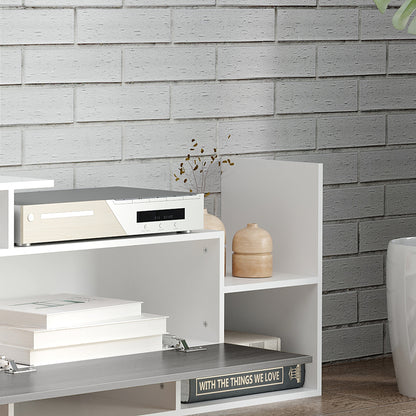 TV Cabinet with Wall Shelf for Wall-Mounted 65" TVs or Standing 40" TVs - White and Grey