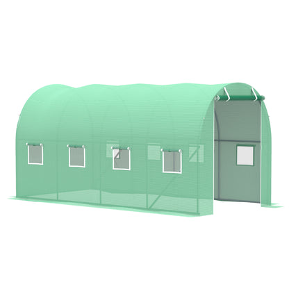 Walk-in Polytunnel Greenhouse, Outdoor Garden Tunnel Greenhouse Tent with Zipped Roll-Up Door and 8 Mesh Windows, 4 x 2M