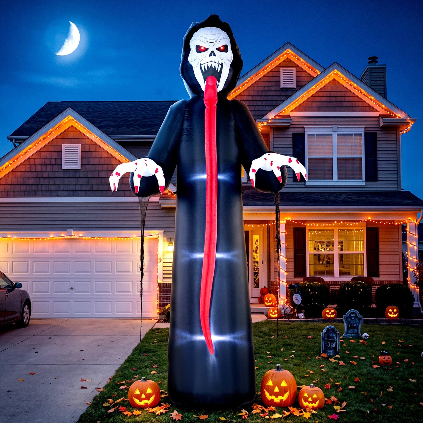 10 FT Halloween Inflatable Skeleton, Scary Halloween Decoration with Built-in LED Lights for Indoor Outdoor Decor