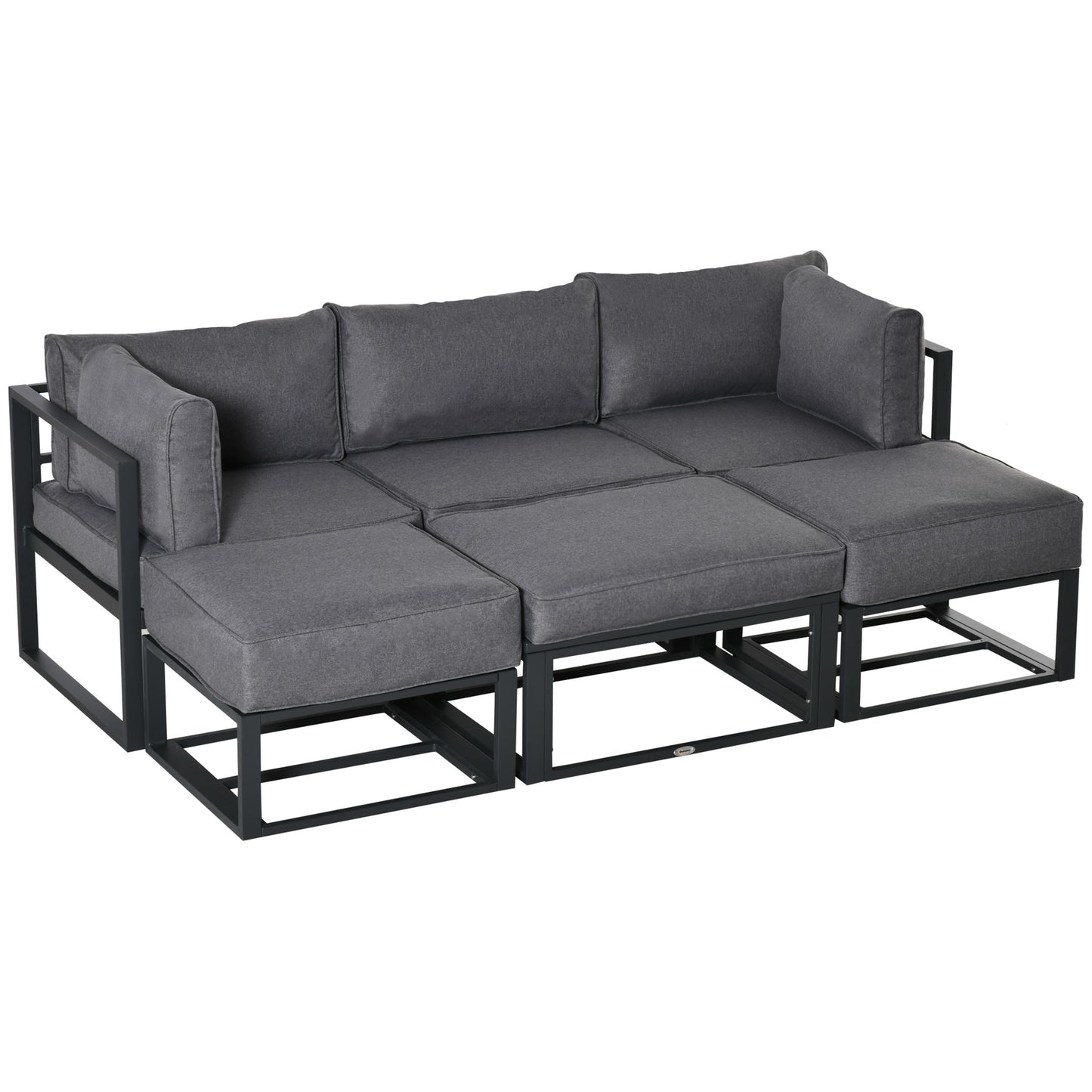 6 Piece Outdoor Couch, Sectional Sofa Set with Aluminum Patio Conversation Furniture, Grey