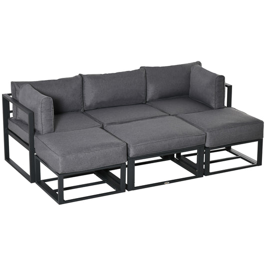 6 Piece Outdoor Couch, Sectional Sofa Set with Aluminum Patio Conversation Furniture, Grey