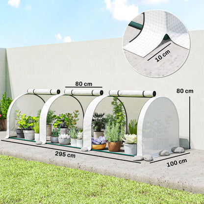 295 x 100 cm Low Tunnel Greenhouse - White