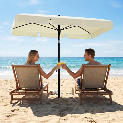 2 x 1.3m Garden Parasol Umbrella, Outdoor Market Table Umbrella with Ruffles & Aluminium Pole