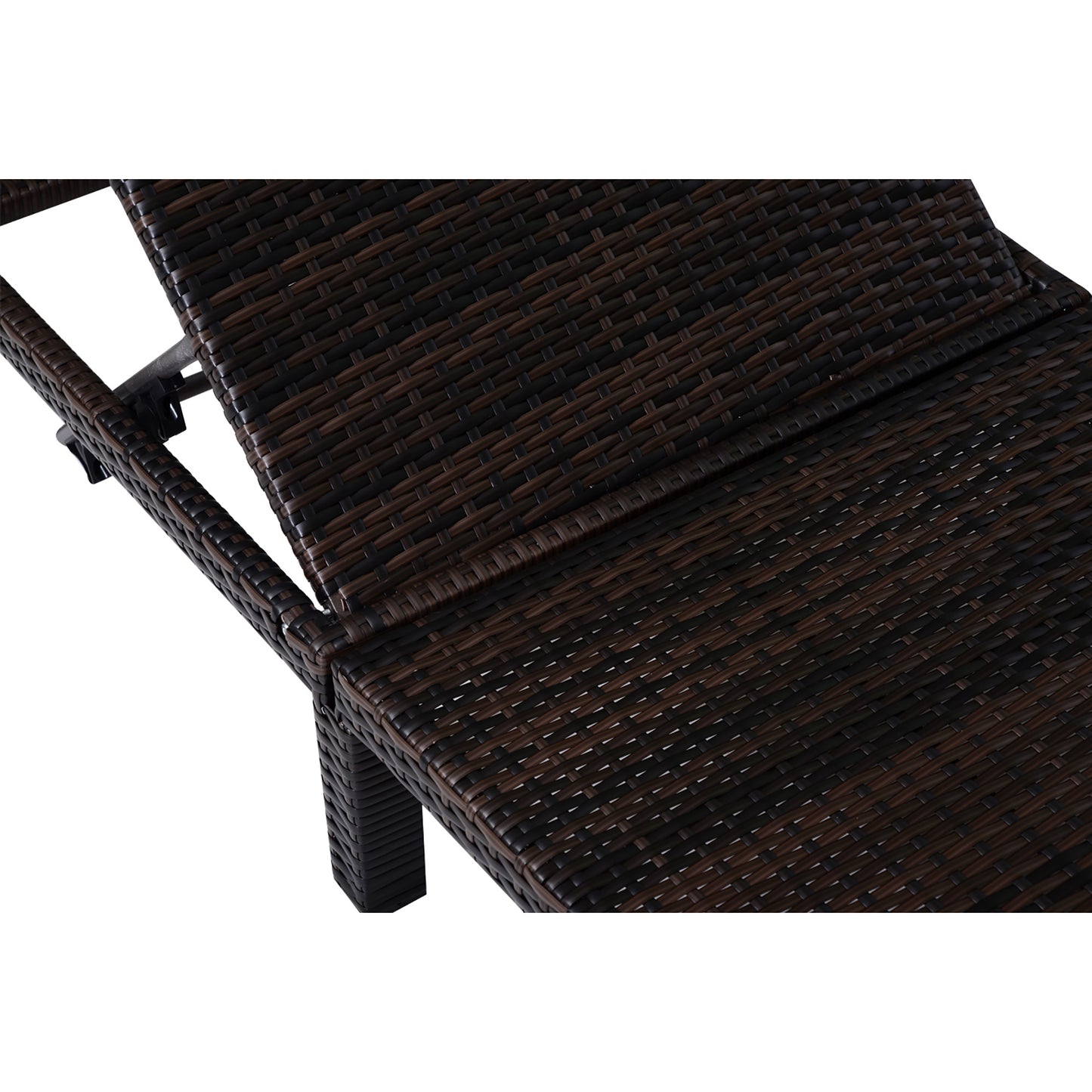 Rattan Sun Lounger, 5-Level Adjustable Garden Lounger Recliner with Cushion and Headrest, Outdoor Reclining Sunbed