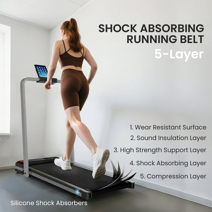 Folding Walking Treadmill, Under Desk Walking Pad with Incline, Silver Tone