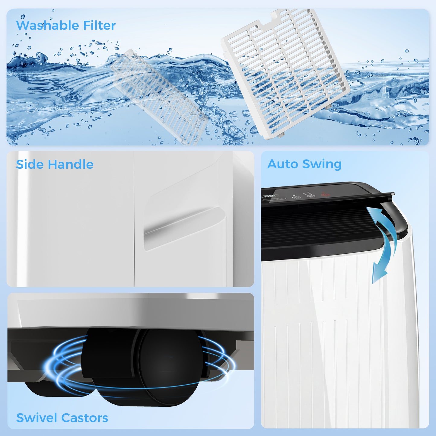12000 BTU 5-in-1 Portable Air Conditioner with Cool, Heat, Dehumidifier, Fan, Sleep, WiFi Voice Control, White