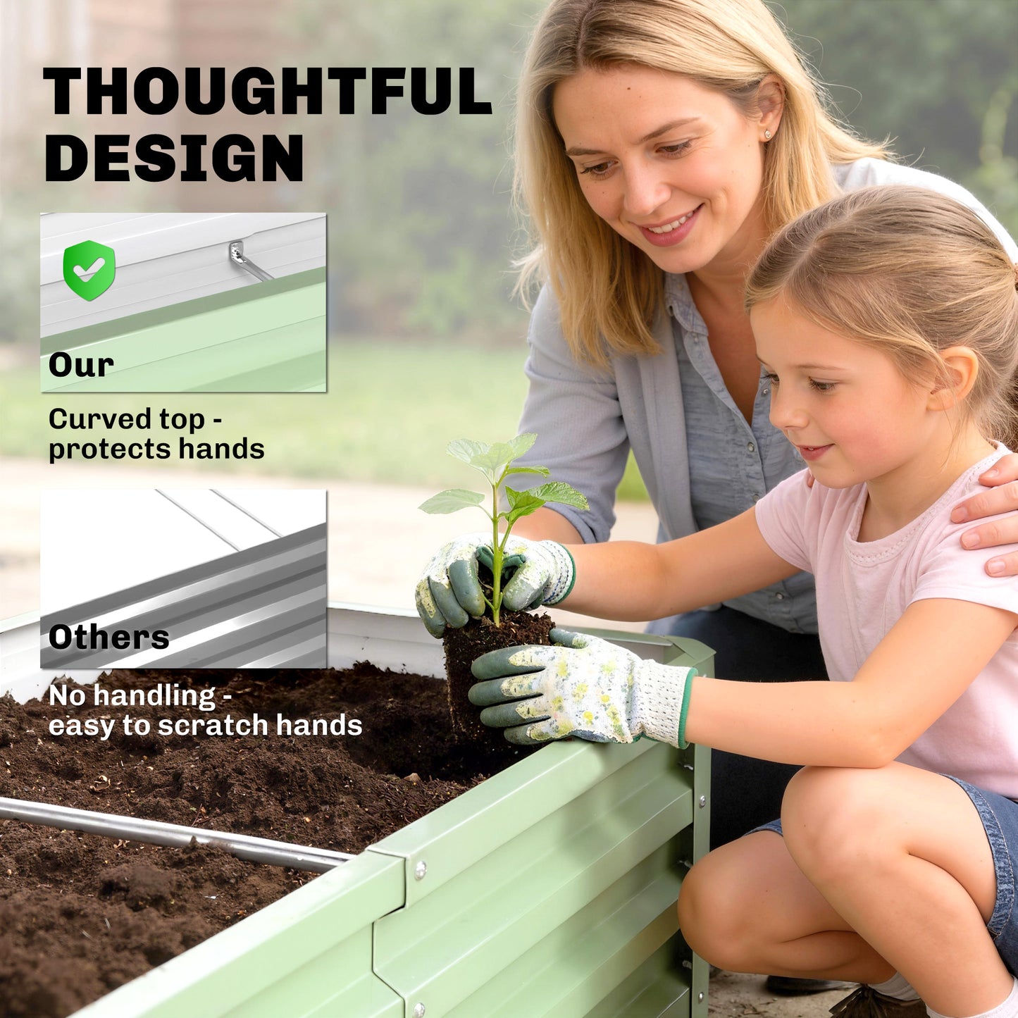 Raised Beds for Garden, Galvanised Outdoor Planters, for Herbs and Vegetables, Use for Patio, Garden, Balcony