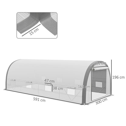 6x3m Polytunnel Greenhouse for Seedlings & Plants Upgraded Structure Mesh Door Windows, White
