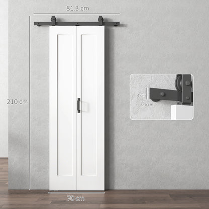 Slide Door, 70cm Modern Sliding Door Set Kit with Steel Rail, White
