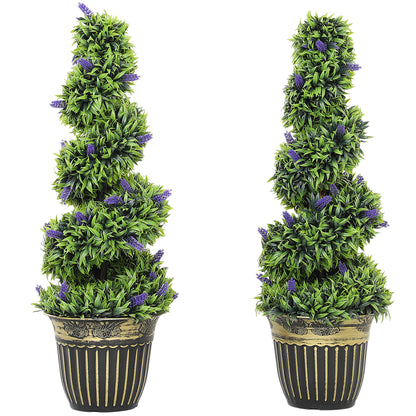 Set of Two 90cm Artificial Lavender Trees