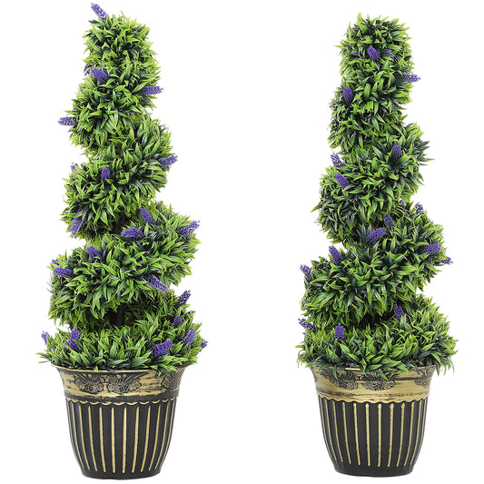 Set of Two 90cm Artificial Lavender Trees