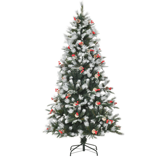 6FT Artificial Snow Dipped Christmas Tree Xmas Pencil Tree Holiday Home Party Decoration
