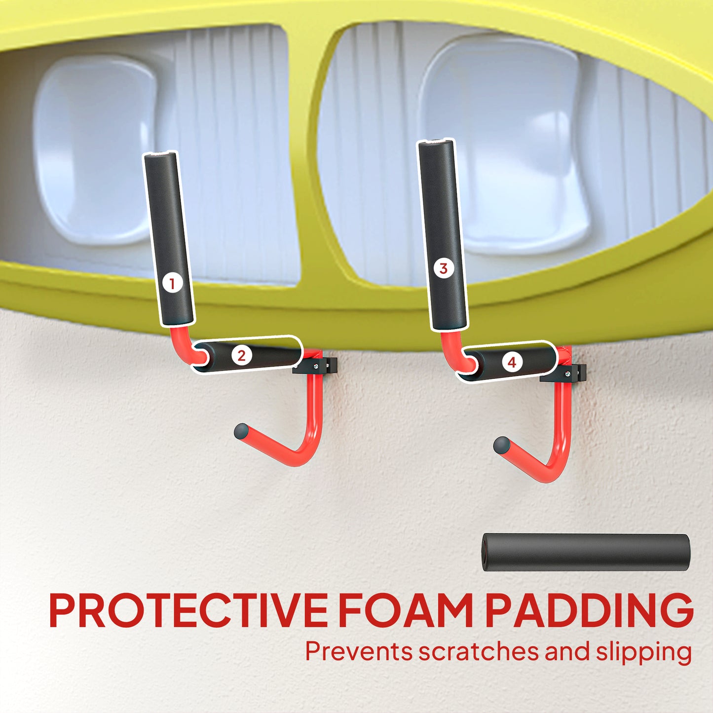 Kayak Canoe Heavy Duty Wall Mounted Storage Holder Rack Heavy Duty Storing Hangers Red