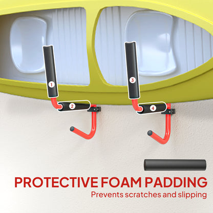 Kayak Canoe Heavy Duty Wall Mounted Storage Holder Rack Heavy Duty Storing Hangers Red