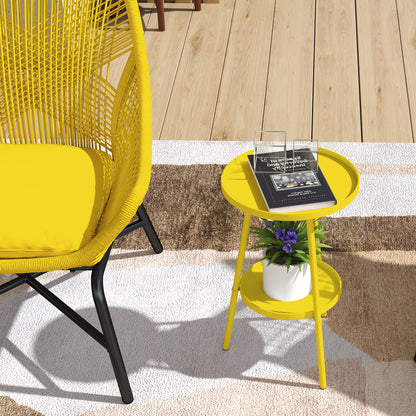 Two-Tier Metal Garden Table - Yellow