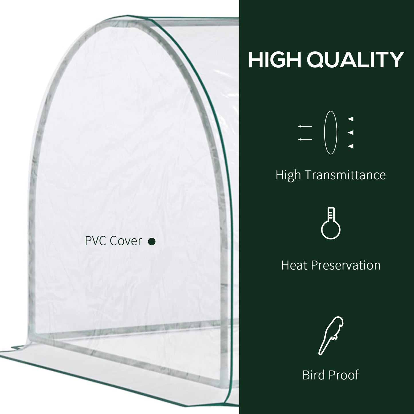 Mini Greenhouse, Small Polytunnel Green House with Zipped Doors, Steel Frame for Garden Patio, 250 x 100 x 80cm, Clear