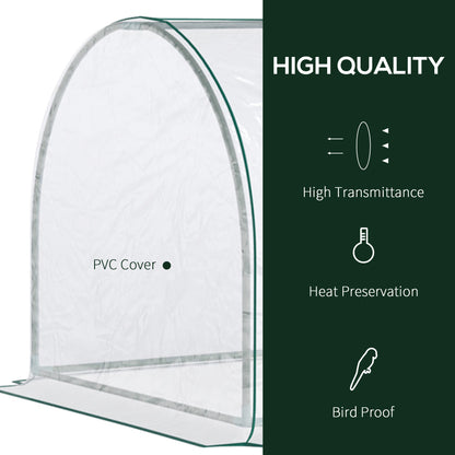Mini Greenhouse, Small Polytunnel Green House with Zipped Doors, Steel Frame for Garden Patio, 250 x 100 x 80cm, Clear