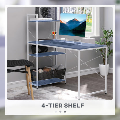 Computer Desk with Storage Shelves on Left or Right, Industrial Reversible Writing Desk for Home Office, Study
