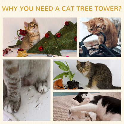 Cat Scratching Barrel Kitten Tree Tower for Indoor Cats Pet Furniture Climbing Frame Covered with Sisal and Seaweed Rope Cozy
