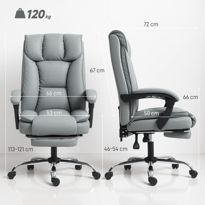 155° Reclining Faux Leather Swivel Office Chair -Black