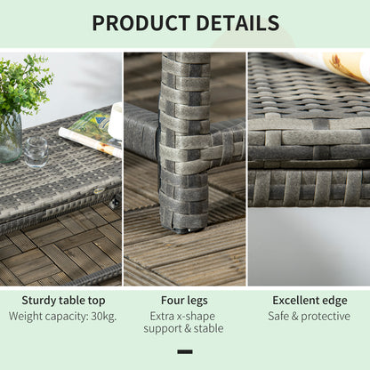 Outdoor Coffee Table Side Table with Rectangular Shape Frame for Patio, Balcony, Mixed Grey