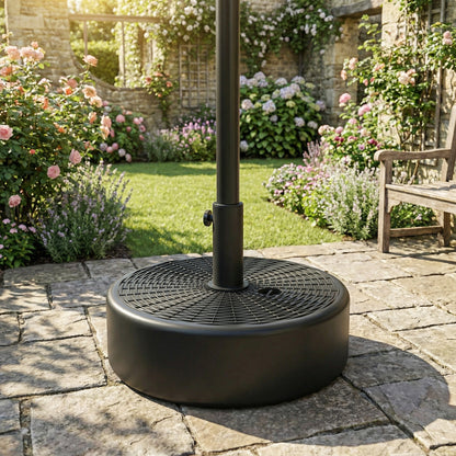 Patio Umbrella Base 22kg Sand Filled Garden Parasol Stand forfor 38mm/48mm Poles, Black