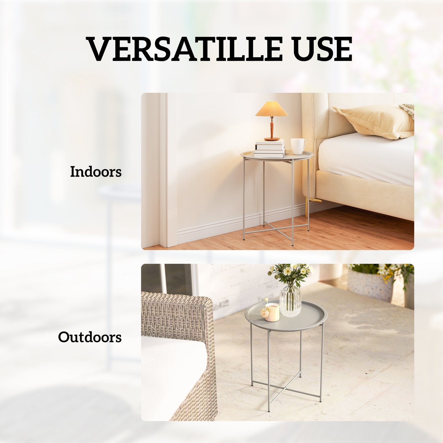 Steel Removable Tray Top Garden Table - White