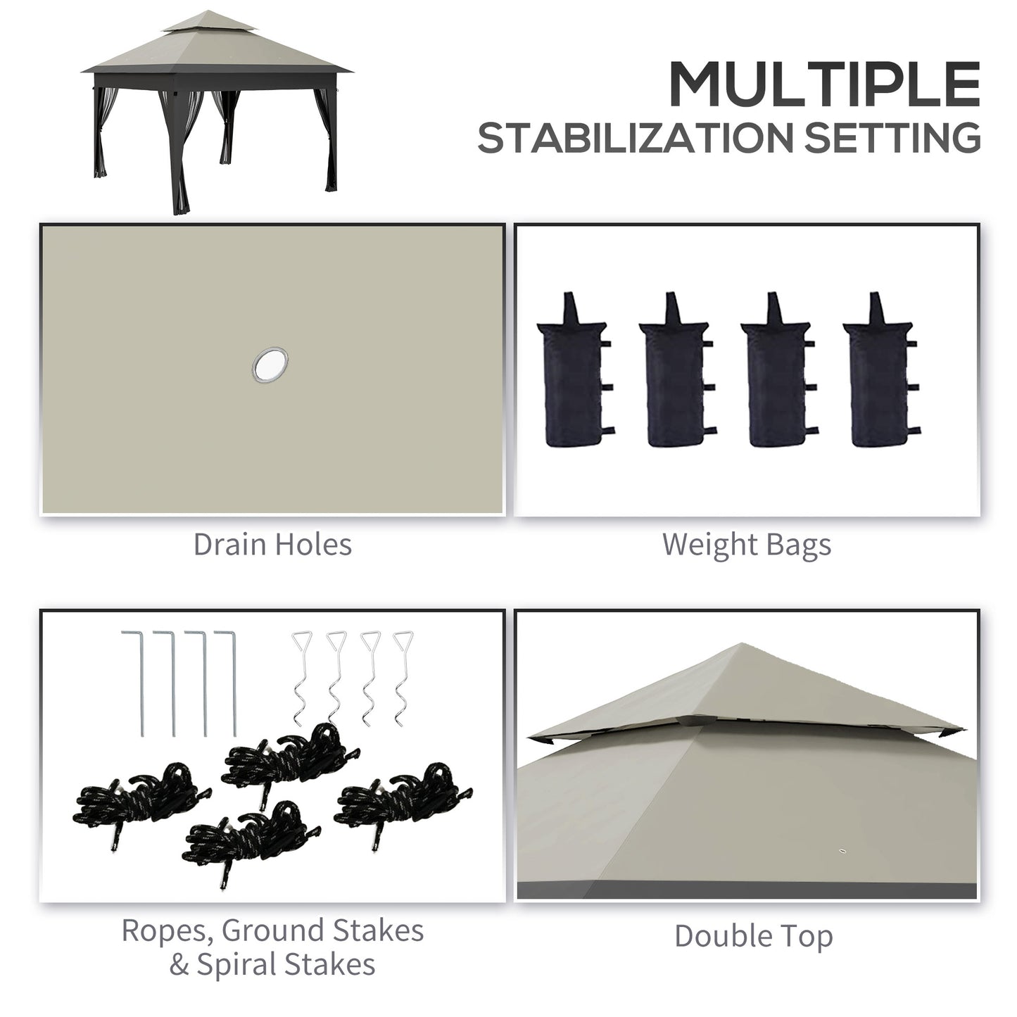 3 x 3(m) Pop Up Gazebo with Mosquito Netting, Easy Setup Marquee Party Tent with 1-Button Push, Double Roof, Carry Bag