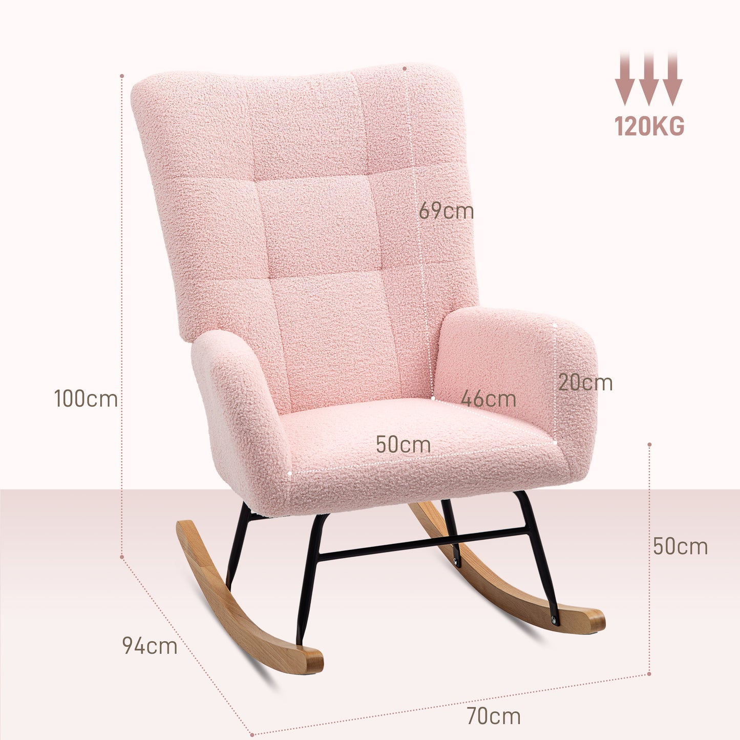 Teddy Fleece Rocking Chair - Pink