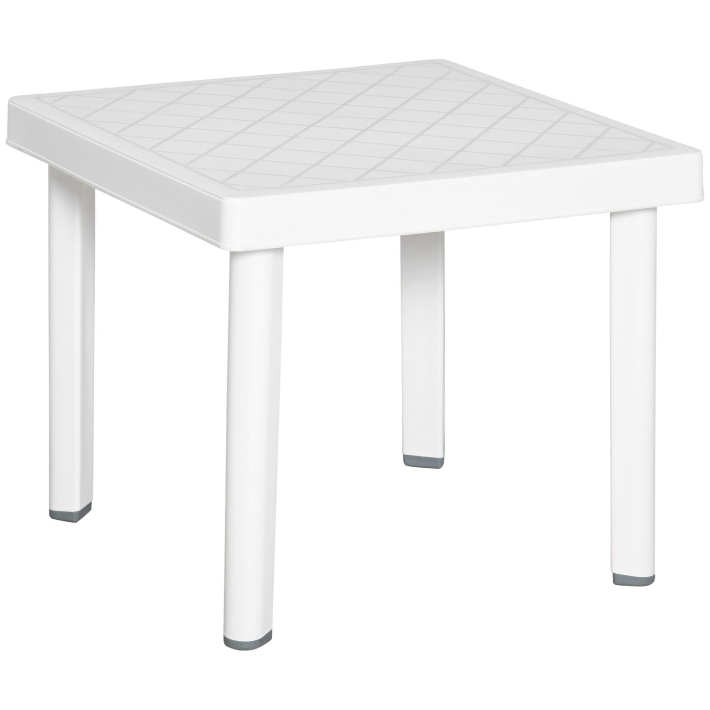Garden Side Table Plastic Outdoor Square Coffee End Table for Drink Snack, White