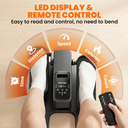 Under Desk Elliptical Machine with Manual & Auto Modes, 12 Adjustable Speed, Remote Control & LED Monitor for Home