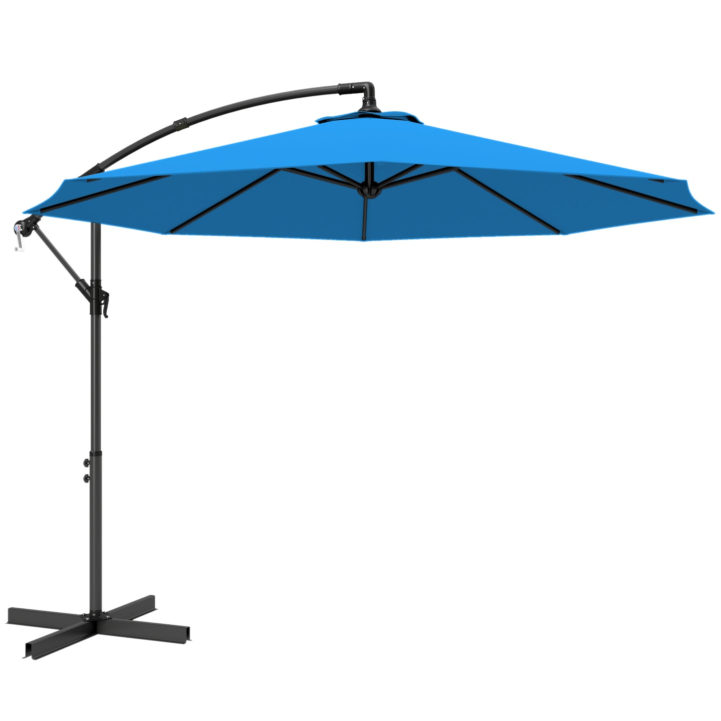 3m Overhanging Cantilever Parasol, with Cross Base - Blue