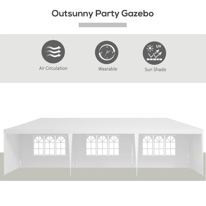 9 x 3 m Party Tent Gazebo Marquee Outdoor Patio Canopy Shelter with Windows and Side Panels Black