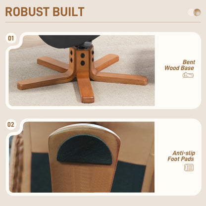 Rocking Recliner Chair with Footstool, PU Leather Recliner Armchair with Wood Base