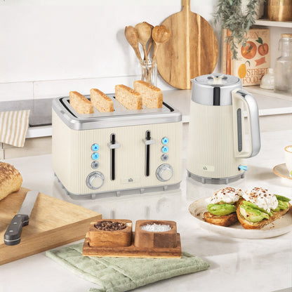 Electric Stainless Steel Kettle and Toaster Set, 3000W 1.7L UK Strix Thermostat Fast Boil Kettle w/ Limescale Filter