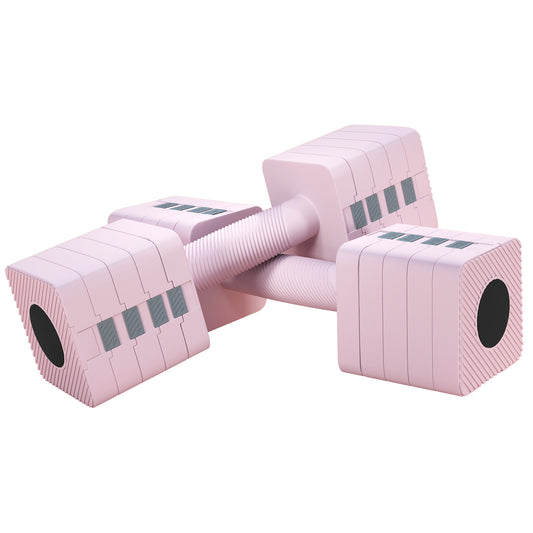 Adjustable Dumbbell Set of 2, Each 1/2/3/4/5 kg Weight, 5-in-1 Weights Dumbbells Set with Non-Slip Handle, Pink