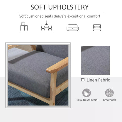 Minimalist Wooden Accent Chair with Padded Seat