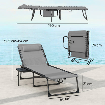 Five-Position Reclining Sun Loungers Set of 2 - Grey