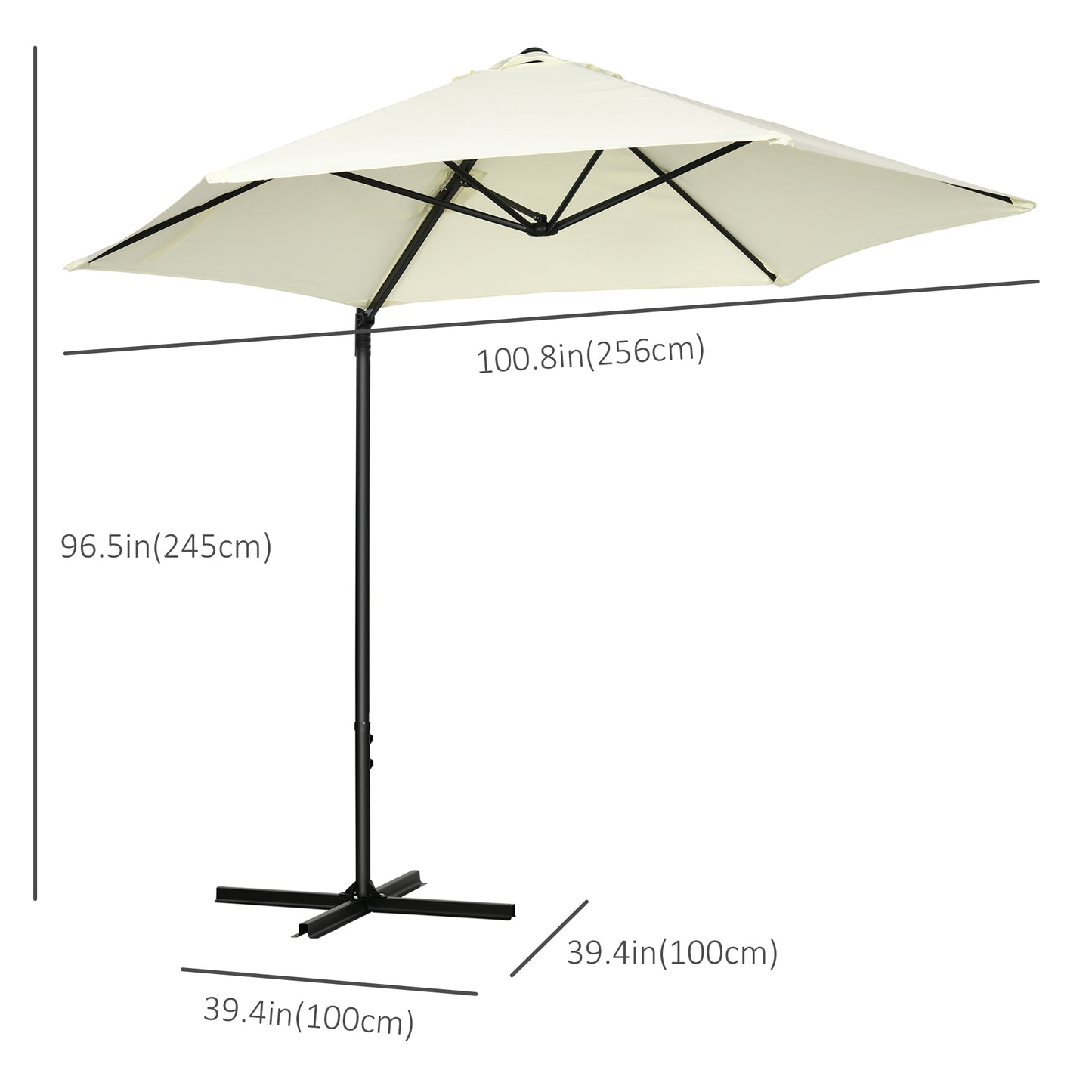 2.5M Garden Cantilever Parasol, Offset Roma Patio Umbrella Hanging Sun Shade Canopy Shelter
