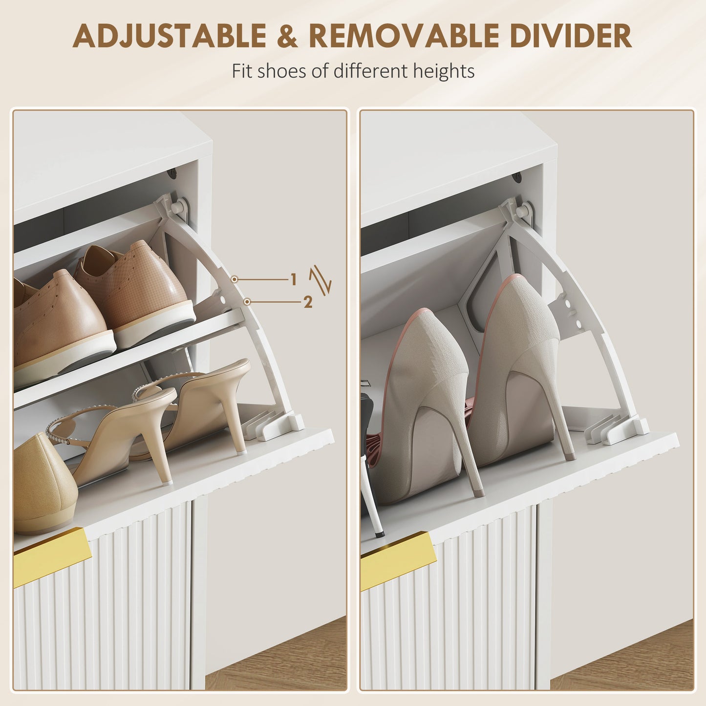 Elegant Two-Drawer Shoe Cabinet - White