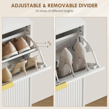 Elegant Two-Drawer Shoe Cabinet - White