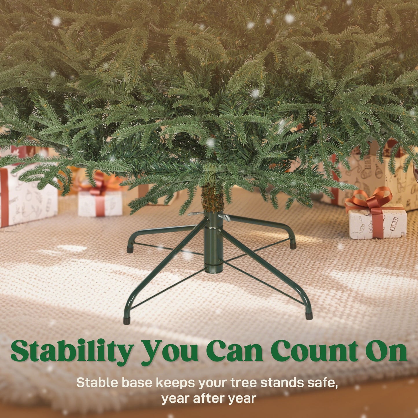 7 ft Full Spruce Christmas Tree with Realistic Dense Tips, Easy Assembly - Green