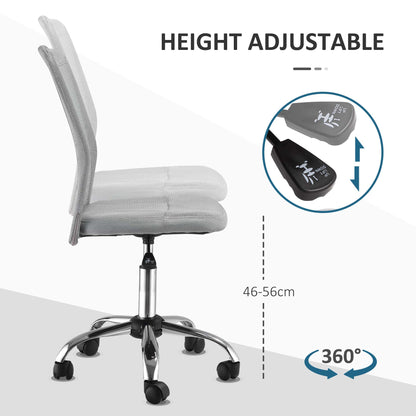 Office Chair, Armless Desk Chair, Adjustable Computer Swivel Chair with Rolling Wheels and Mesh Back for Home Work Study