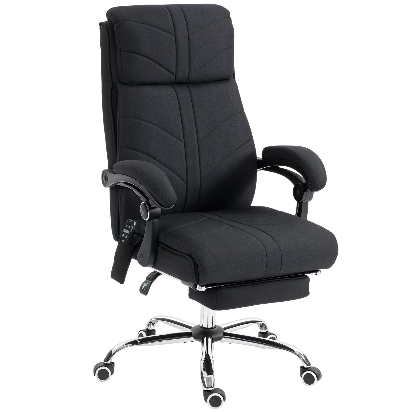 High Back Vibration Massage Office Chair with Footrest, Heated, Black