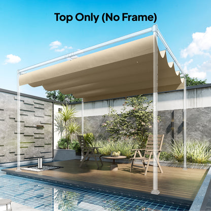 Retractable Pergola Canopy Only, 3.92 x 3.5 m, UV30+ Replacement Canopy Cover for 4 x 3 m Pergola, Khaki