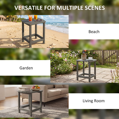 Outdoor Side Table, Garden Coffee Table, All-Weather Adirondack Side Table for Garden, Beach, Indoor Outdoor, Grey