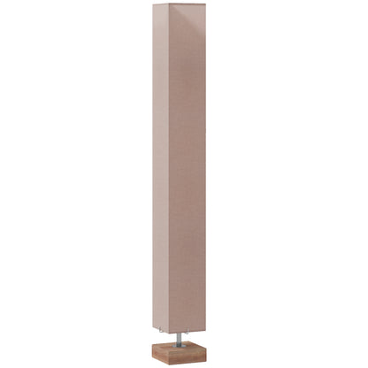 Floor Lamp, 120cm Standing Lamp with Linen Lampshade, Standard Light with Pine Wood Base for Living Room